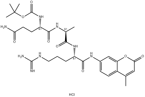 Boc-Gln-Ala-Arg-AMC . HCl Chemical Structure
