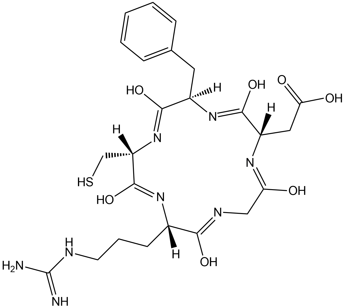 Cyclo(Arg-Gly-Asp-D-Phe-Cys) Chemical Structure