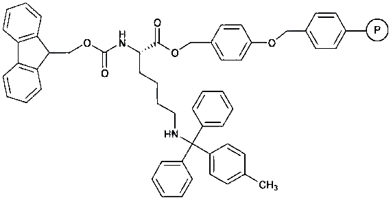 Fmoc-Lys(Mtt)-Wang resin (200-400 mesh, 0.5-0.8 mmol/g) Chemical Structure