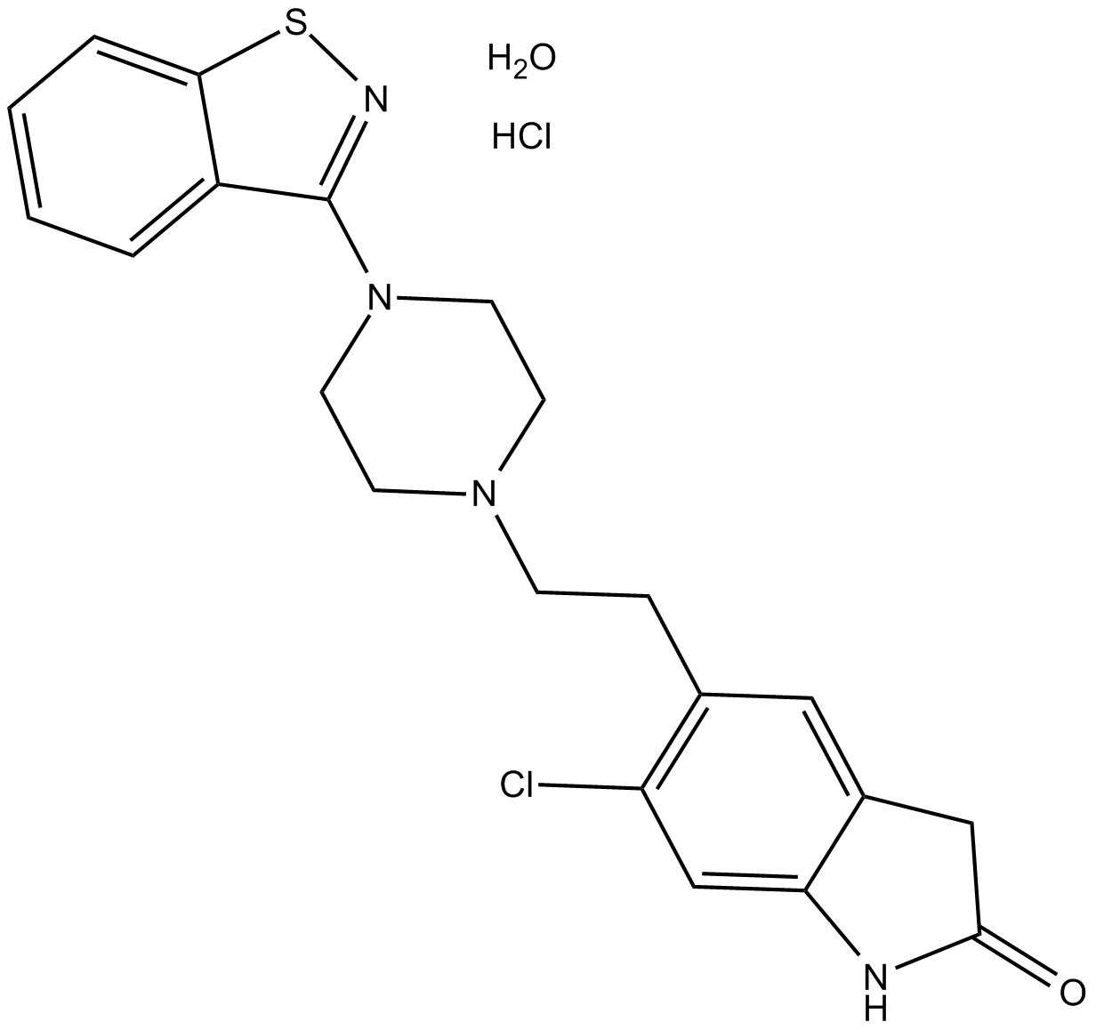 Ziprasidone hydrochloride monohydrate Chemical Structure