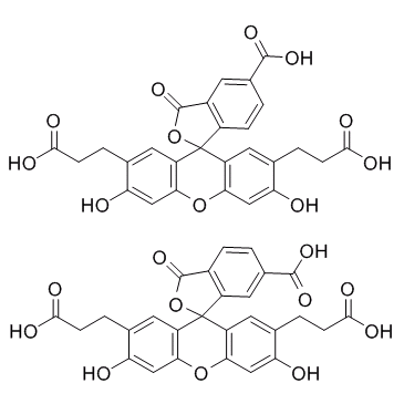 BCECF (2′,7′-Bis(2-carboxyethyl)-5(6)-carboxyfluorescein) Chemical Structure
