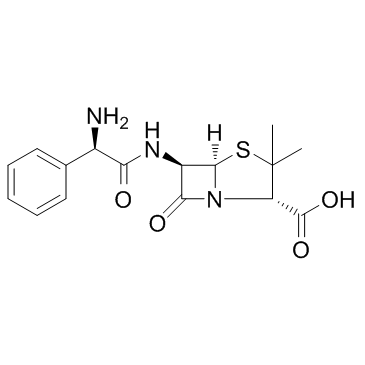 Ampicillin (D-(-)-α-Aminobenzylpenicillin) Chemical Structure