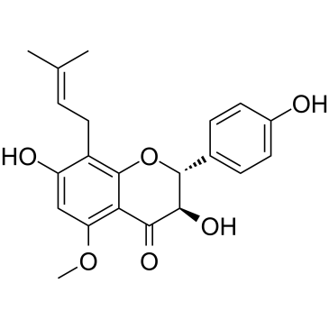 (2R,3R)-3,7-Dihydroxy-2-(4-hydroxyphenyl)-5-methoxy-8-(3-methylbut-2-en-1-yl)chroman-4-one Chemical Structure