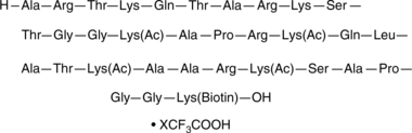 Histone H3K14Ac/K18Ac/K23Ac/K27Ac (1-30)-GGK-biotin (trifluoroacetate salt) Chemical Structure