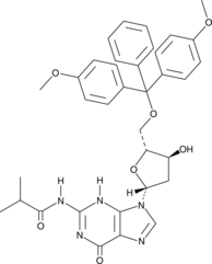 N2-Isobutyryl-5′-O-(4,4′-dimethoxytrityl)-2′-deoxyguanosine Chemical Structure