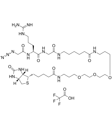 Biotin-C1-PEG3-C3-amido-C5-Gly-Arg-Gly-N3 TFA Chemical Structure